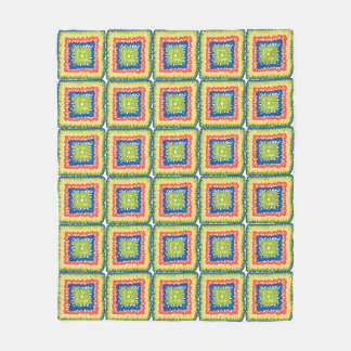 Knus modern retro limoengele Granny Square Fleece Deken