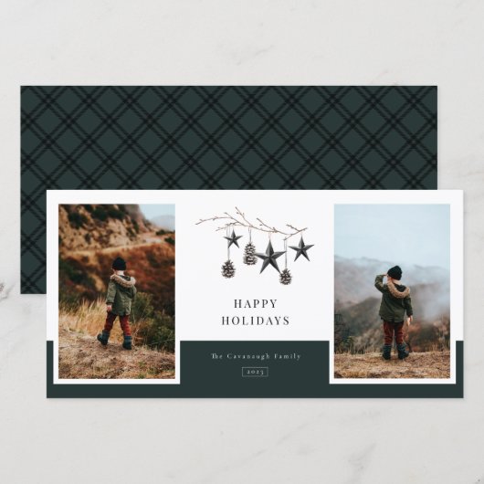 Knus natuur 2 foto familie kerstkaart (Voorkant / Achterkant)