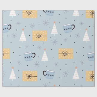 Knus Pastel Kerstcadeau & Koffiemok Patroon Cadeaupapier