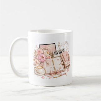 Knus piano koffie bloem mok bewerkbaar