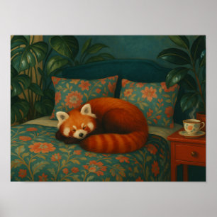Knus Rode Panda Bloemstuk Poster