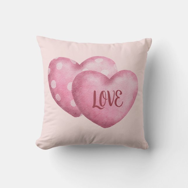 Knus Roze Liefdes Hartjes  Kussen (Voorkant)