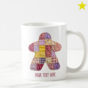 Knus Roze Paarse Patchwork Deken Meeple Bordspel Koffiemok