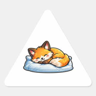 Knus slaande vos op kussen Cute Kawaii Vos Triang Driehoek Sticker