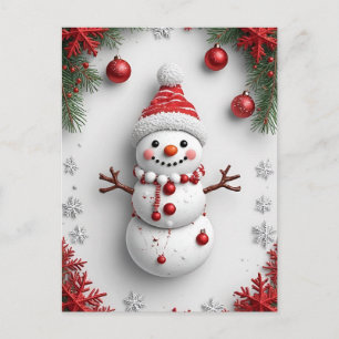 ❄️ Knus Sneeuwman Kerst Scene 🎄 Dennendecoratie Briefkaart