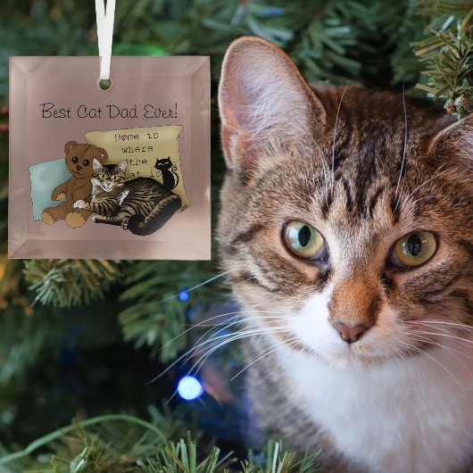 Knus Tabby Roze Vaderdag Glas Ornament