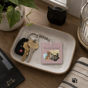 Knus Tabby Roze Vaderdag Sleutelhanger