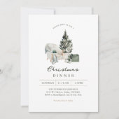 Knus Waterverf Kerst Dinnerparty Kaart (Voorkant)