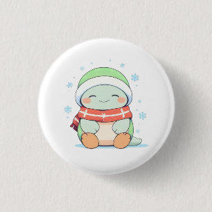 Knus winter schildpad met sjaal Kawaii ontwerp Ronde Button 3,2 Cm