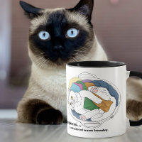 Knus Witte Kat Wasmand Grappige Blauwe