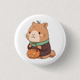 Knusige Pompoen Trui Capybara Herfstbladeren Ronde Button 3,2 Cm