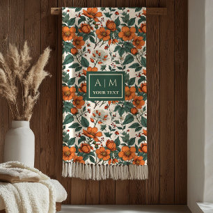 Knuspe herfstbloemen terracotta rustieke groene ti fleece deken