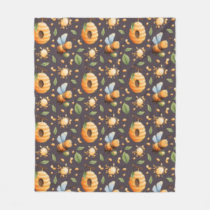 🌼 Knusse Bij Bloemrijke Natuur Tuin Design Fleece Deken