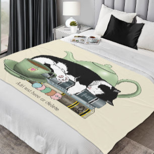 Knusse Boeken Kat Smoking Theekopje Schattig Groen Fleece Deken