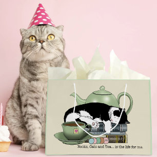 Knusse Boeken Kat Smoking Theekopje Schattig Groen Groot Cadeauzakje