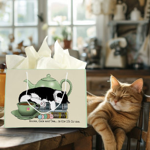 Knusse Boeken Kat Smoking Theekopje Schattig Groen Groot Cadeauzakje
