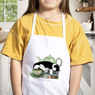 Knusse Boeken Kat Smoking Theekopje Schattig Groen Kinder Schort