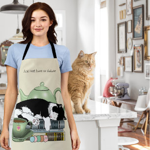 Knusse Boeken Kat Smoking Theekopje Schattig Groen Schort