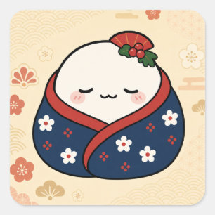 Knusse deken Mochi vierkante sticker