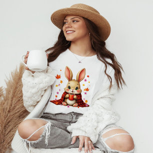Knusse herfst design: Konijn genietend van koffie T-shirt