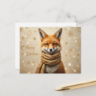 Knusse Kerstvos Kunst Warme Winter Boslandschap Briefkaart