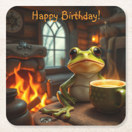 knusse kikker vierkante kartonnen onderzetter