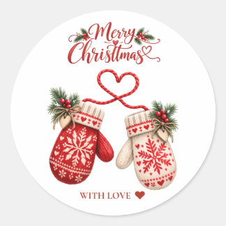 Knusse Noordse Kerstmouwen Met Liefde Ronde Sticker