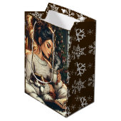 knusse scene | Vrouw Drink cacaokerst Medium Cadeauzakje (Voorkant Gekanteld)