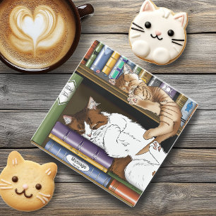 Knusse Slaande Katten Boekenplank Illustratie Scha Glazen Onderzetter
