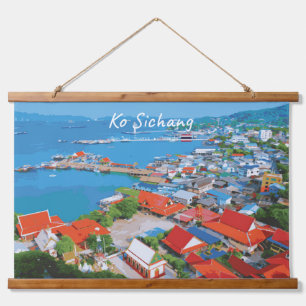 Ko Sichang, Thailand - Levendig Haven Uitzicht Hangend Wandkleed