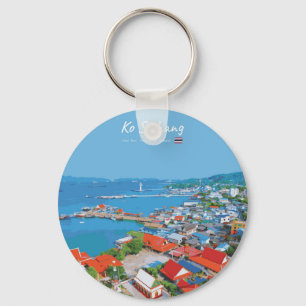 Ko Sichang, Thailand - Levendig Haven Uitzicht Sleutelhanger