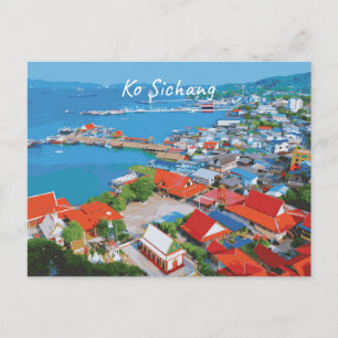 Ko Sichang, Thailand - Levendig Havenzicht Briefkaart