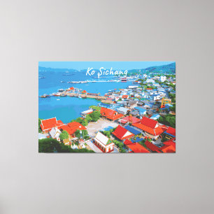 Ko Sichang, Thailand - Levendig Havenzicht Canvas Afdruk