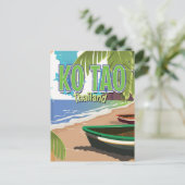 Ko Tao thailand vintage poster Briefkaart (Staand voorkant)