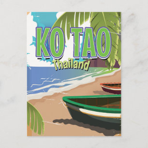 Ko Tao Thailand vintage reisposter Briefkaart