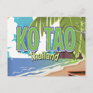 Ko Tao Thailand vintage reisposter Briefkaart