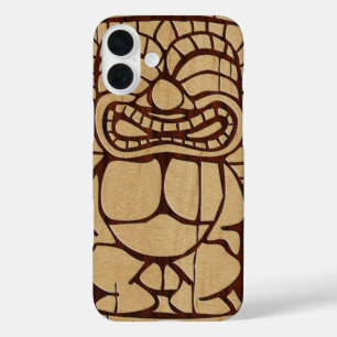Koa Wood Tiki Ailani Surfboard iPhone 16 Plus Hoesje