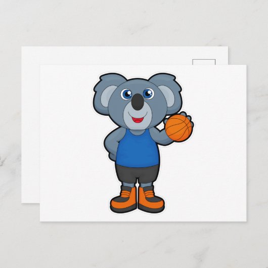Koala als basketballer met basketbal briefkaart (Voorkant / Achterkant)