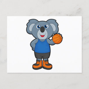 Koala als basketballspeler met basketbal briefkaart