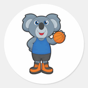 Koala als Basketballspeler met Basketball Ronde Sticker