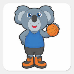 Koala als Basketballspeler met Basketball Vierkante Sticker