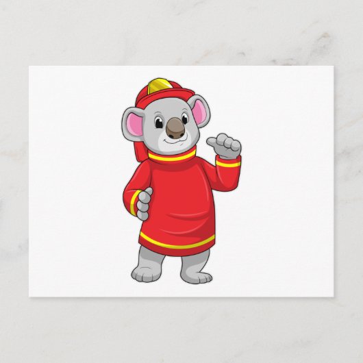 Koala als brandweerman met helm briefkaart (Voorkant)