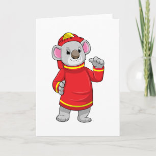 Koala als brandweerman met helm kaart
