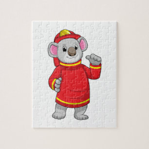 Koala als brandweerman met Helmet Legpuzzel