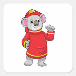 Koala als brandweerman met Helmet Vierkante Sticker