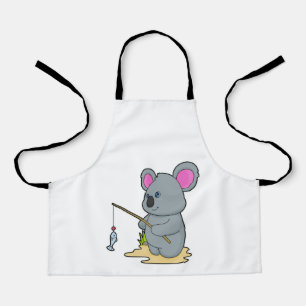 Koala als Fisher met Geviste staaf en vis Schort