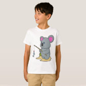 Koala als Fisher met Geviste staaf en vis T-shirt (Voorkant volledig)