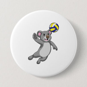 Koala als volleybalspeler met volleybal ronde button 7,6 cm