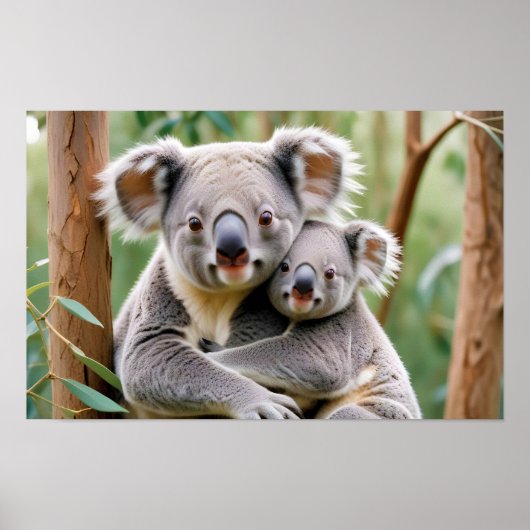Koala Animal Natuur Wildlife Affection Caring Poster (Voorkant)