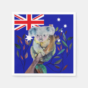 Koala aquarel gom boom Australische vlag Servet